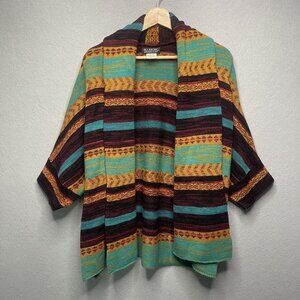 Billabong Designers Closet Open Cardigan Knit Navajo Sweater Boho Turquoise M